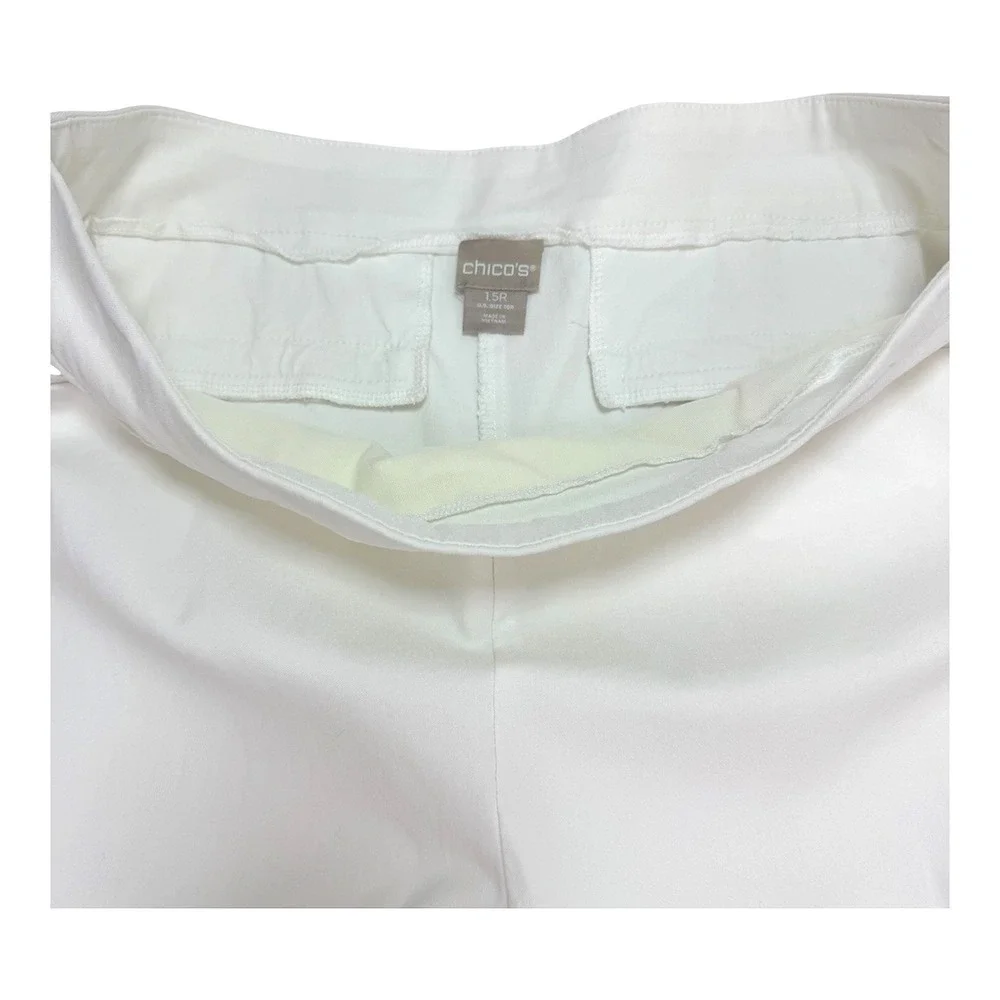Chico's‎ So Slimming Brigitte Ankle Pants 1.5R US 10 White Eyelet Scalloped Crop